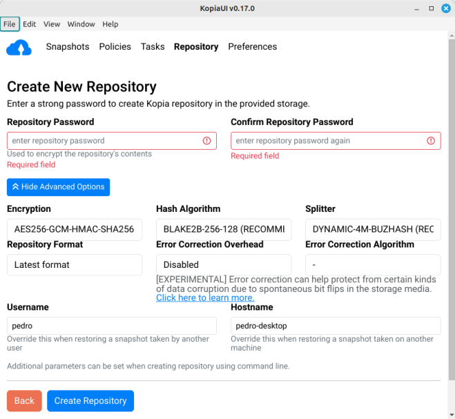 Configuração de segurança do repositório