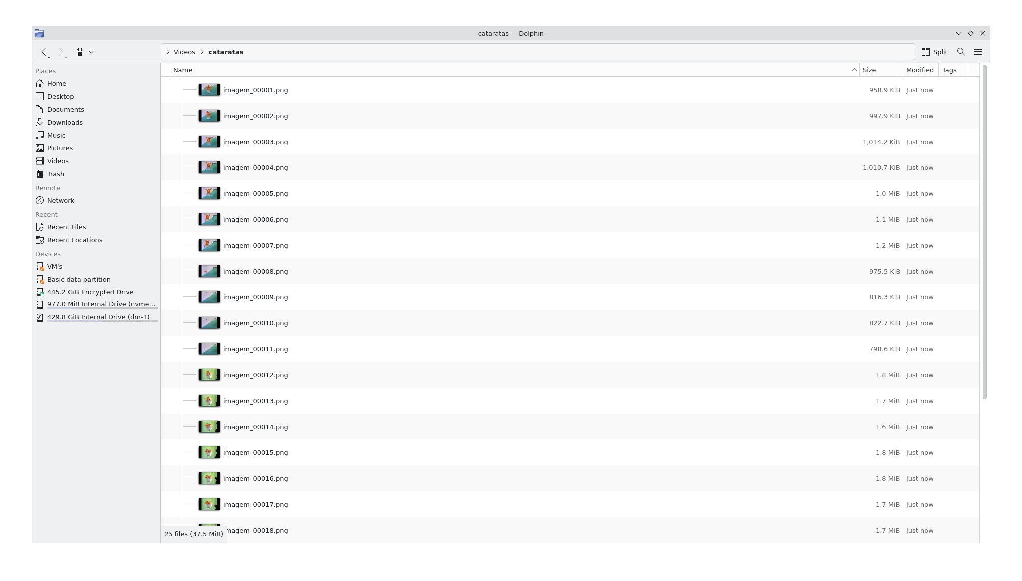 Pasta com os arquivos PNG exportados, numerados em sequência