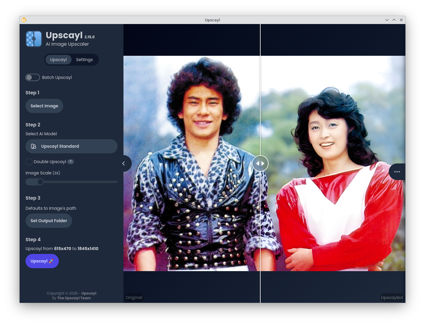 Comparação de qualidade do Upscayl
