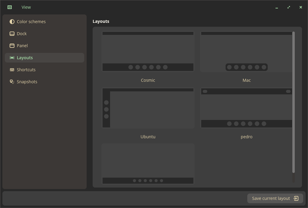 Layouts no Cosmic Tweak