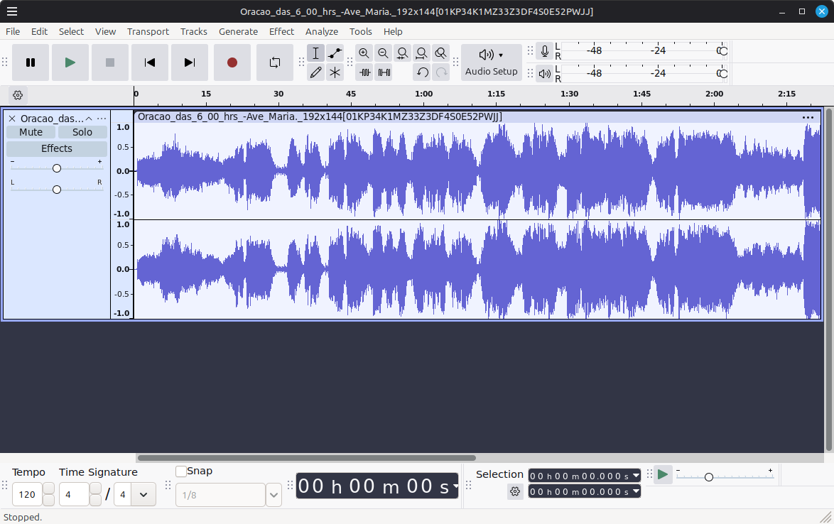Tela do Audacity